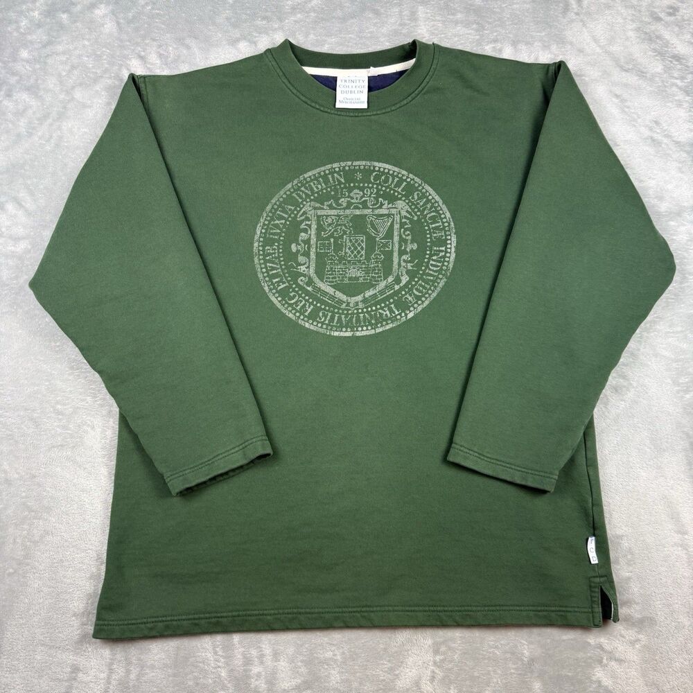 Vintage Trinity College Dublin Crewneck Sweatshirt Green Ireland University L View 2